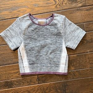 Athleta Kids Gray Tee with Purple Trim
